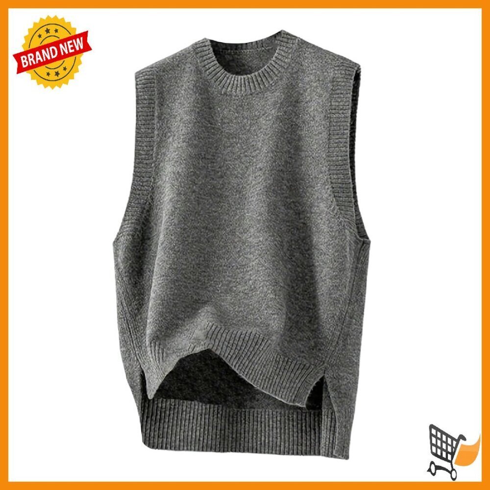 Cozy Knit Sleeveless Sweater Vest High Low Hem Fall Winter Top